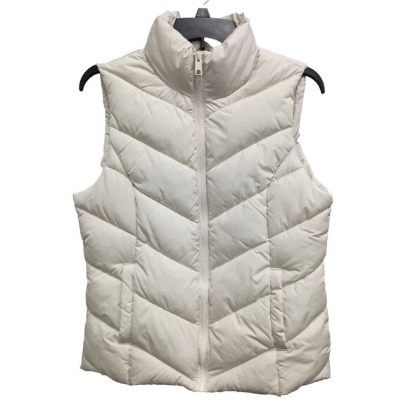 Cole Haan Jackets & Blazers - Cole Haan Signature Womens Puffer Vest Size Small Ivory Quilted Outdoor Full Zip